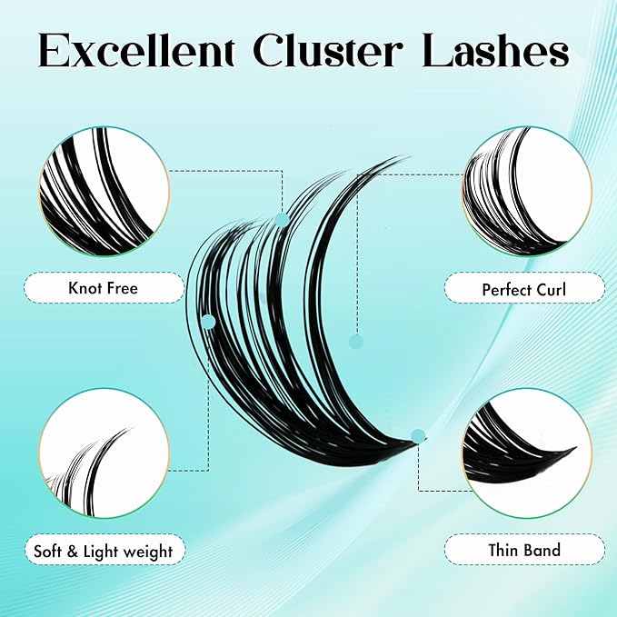 GEMERRY Lash Extension Kit DIY 280pcs Lash Clusters Kit Eyelash Extension Kit D Curl Individual Lashes Kit with Lash Bond and Seal Lash Tweezers for Self Use（40P-10-18mm)