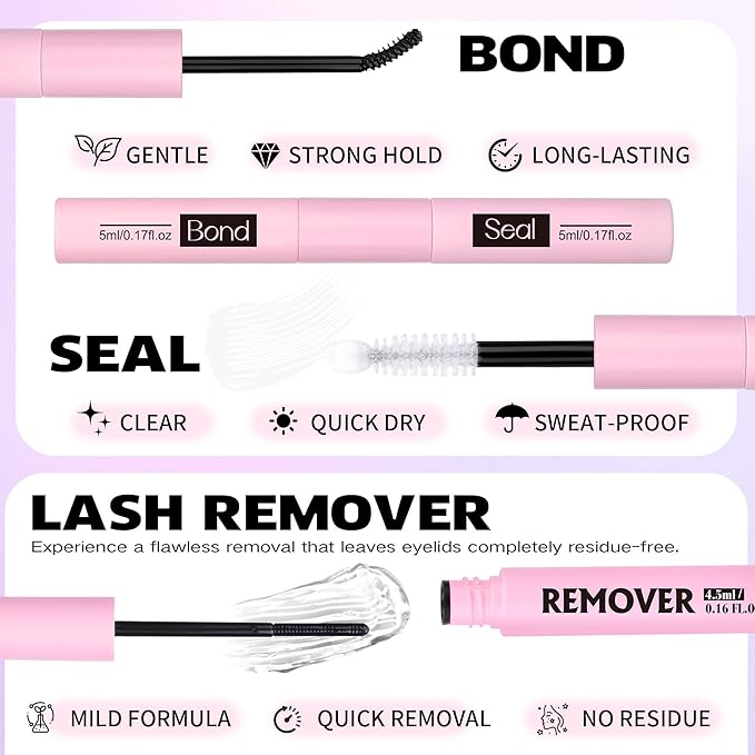 EYDEVRO Wispy Lash Clusters Kit Natural Eyelash Clusters kit DIY Lash Extension Kit 9-18mm CD Curl Cluster Eyelash Extensions with Waterproof Lash Bond and Seal, Lash Remover, Tweezers, Brush