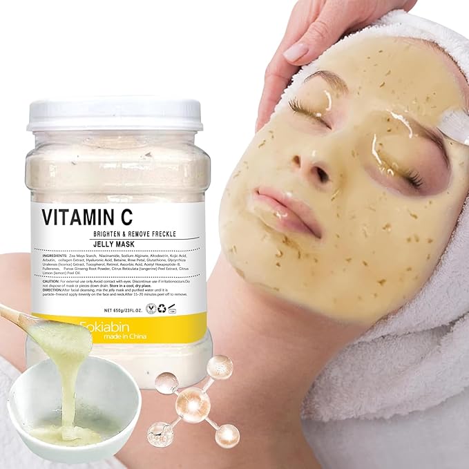 Jelly Mask for Facials, Hydrating & Moisturizing Peel-Off Rubber Gel Face Mask, Skin Care for Deep Hydration & Glow, 23 Fl Oz Jar, Professional Spa Use for All Skin Types with VC essence