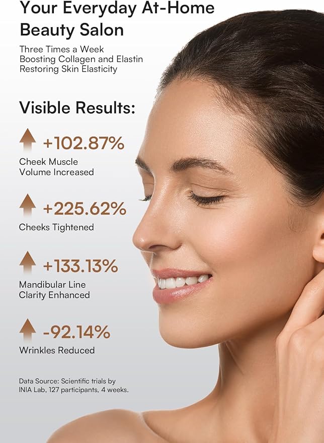INIA 3-in-1 Skin Tightening Device True Beauty Glow Facial Massager Red Light Therapy for Face and Neck