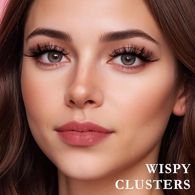 Lashes False Eyelashes Wispy Cat Eye Lash Strips Fake Mink Eyelash Natural Look 14 Pairs Fluffy Demi Wispies Strip Lashes Pack 9-15mm Medium Cateye Full Pestañas for Women