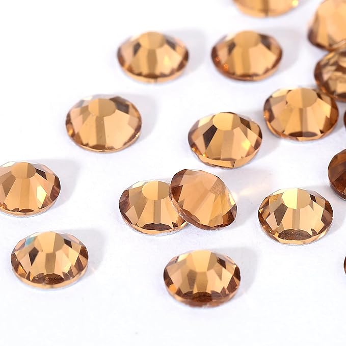 Novani Brown Rhinestones Flatback Rhinestones Glass Gems Stones Jewels Round Gemstones Non-Hotfix Crystal for Crafts,SS20,1440 Pieces,Topaz