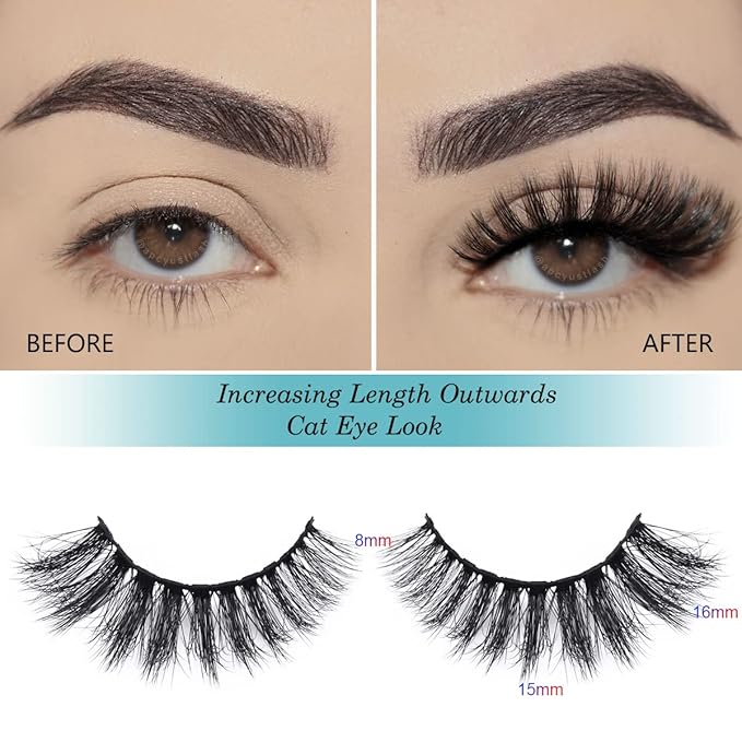 Lashes Bulk 30 Pair Wholesale Faux Mink Eyelashes 5D Fluffy Eyelash 15mm 18mm 20mm Natural Medium Length Fake Lash with Portable Pack