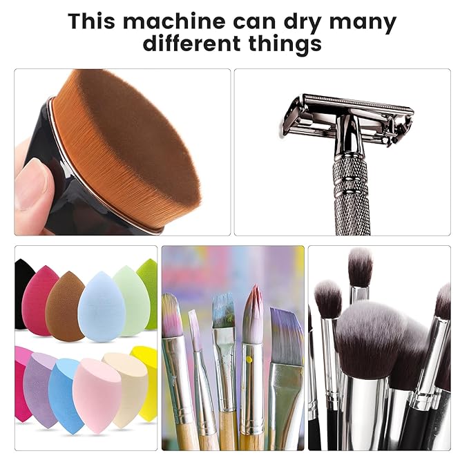 Makeup Brush And Sponges Dryer Machine, Drying 12pcs Makeup Brushes,2pcs Sponges Or Powder Puff AT The Same Time,Baked Slowly At Constant Temperature Without Hurting The Bristles,USB Charge(Type-C)