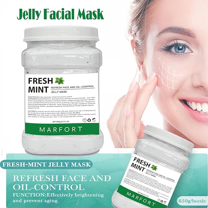 Jelly Mask for Facials Peel-Off Powder Hydrojelly Mask Peel Off Face Masks SkinCare Combination with Professional Skincare Spa Moisturizing & Hydrating 23 Fl Oz (Fresh Mint)