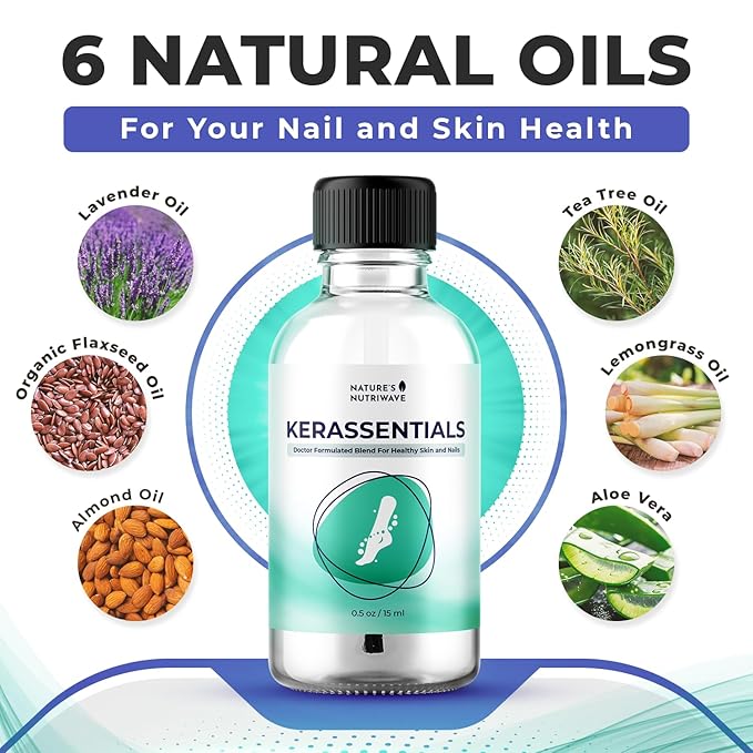 Kerassentials Oil, 8-IN-1 Plant-Based Formula, Natural Ingredients | Made in USA, No Stimulants, Non-GMO – 15ml, 6 Month Supply
