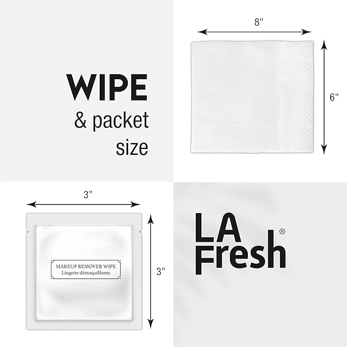 La Fresh Hotel Premium Paraben-Free Makeup Remover Wipes - White, With Light Flora Scent 8x6" Wet Wipes - 500 Wipes, Skin Care Travel Essentials