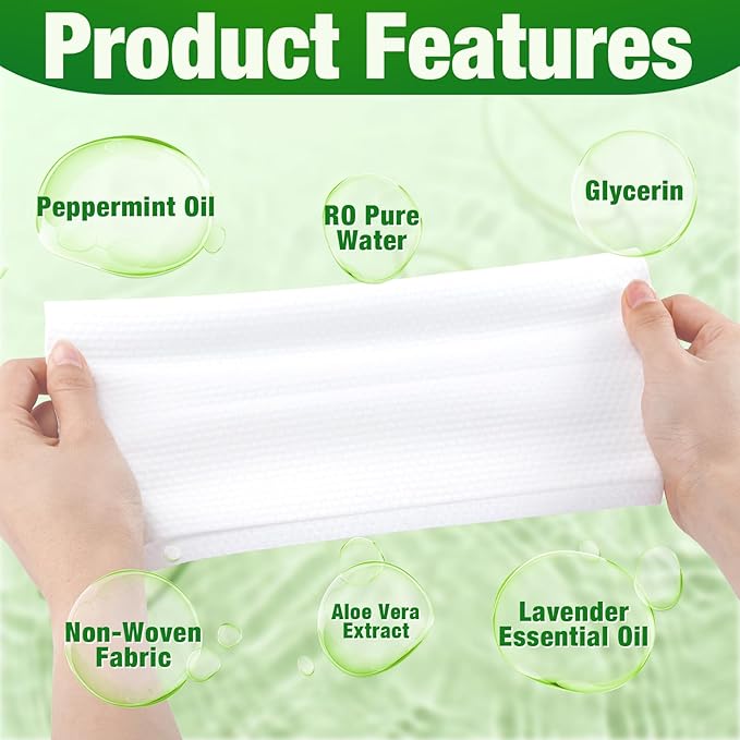 50 Pack Body Wipes Individually Wrapped, Disposable Body Shower Wipes, No Rinse Bath Wipe for Adults, Disposable Cleansing Wipe for Travel, Gym, Camping, 10.6 x 10 Inch