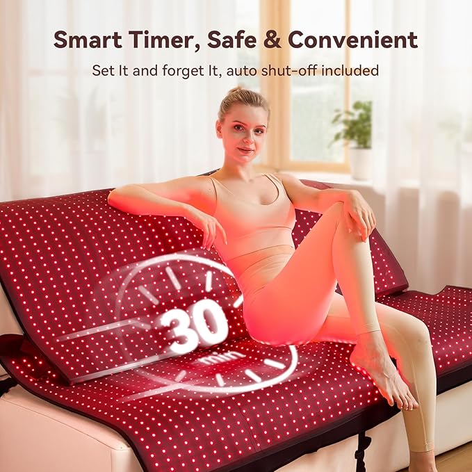 Extra Large Red Light Therapy Mat, High-Density LEDs Full Body Red Light Therapy, 660nm & 850nm Dual Wavelengths, Foldable with Timer, 74.6" x 33.3"