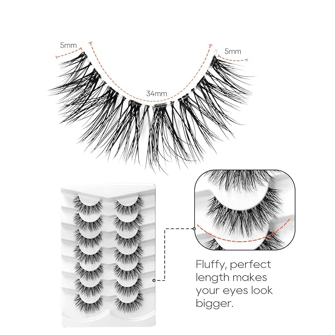 Dramatic Long Thick Faux Mink Lashes Pack Jiocolor Fluffy 3D Volume Eye Fake Eyelashes 7 Pairs Full Crossed Big Eye Lashes Pack DJ-31
