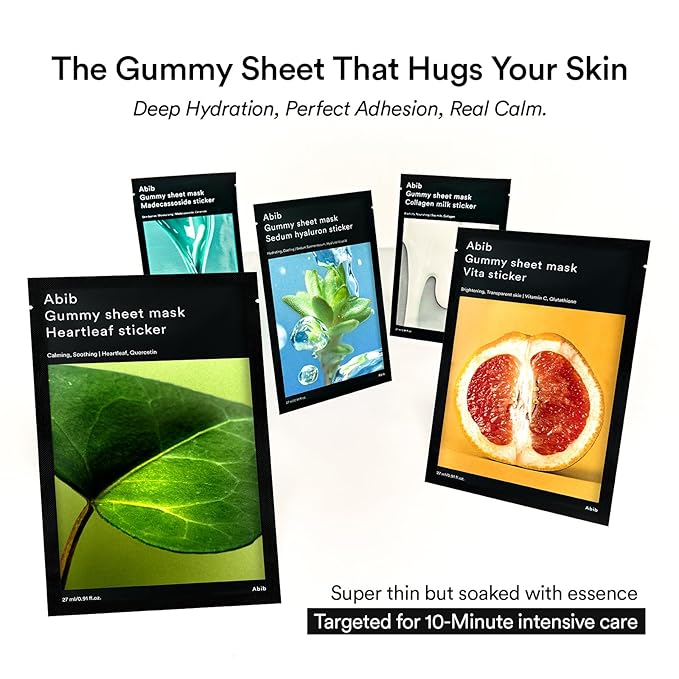 Abib Gummy Sheet Mask Milk Sticker 10 Sheets (Elasticity) I Korean Face Mask for Sensitive Skin, Soothing & Redness Relief, Daily Skincare Treatment, K-Beauty Sheet Mask