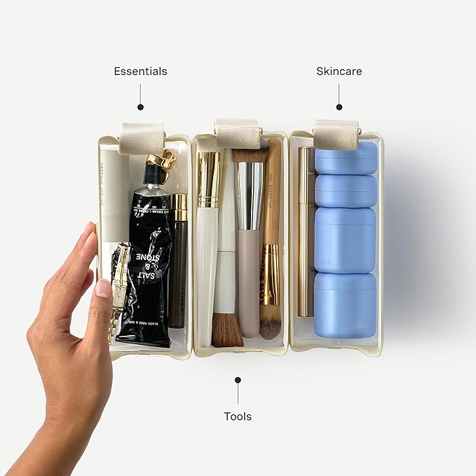 Cadence Parcel - Clear Kit with Magnetic Closure - Durable and Leak-Resistant Travel Toiletry Kit - TSA-Compliant & Modular Design - Hygiene Bag for Travel Essentials - .5 Qt - Pebble
