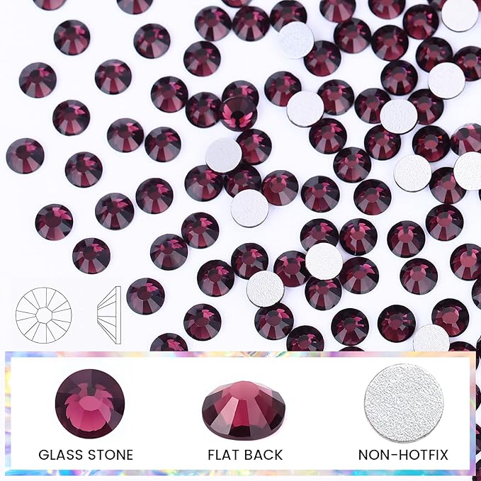SS20 Non Hotfix Flatback Rhinestones - 1440pcs Glass Nail Gems Crystals for Makeup Bags, Shoes & DIY Decoration - Amethyst