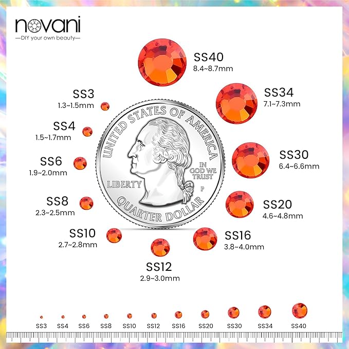Novani Orange Rhinestones 1440pcs SS20 Glass Rhinestones Crystal Flatback Gemstones for Crafts Nails Makeup Bags and Shoes Decoration（SS20, Hyacinth）