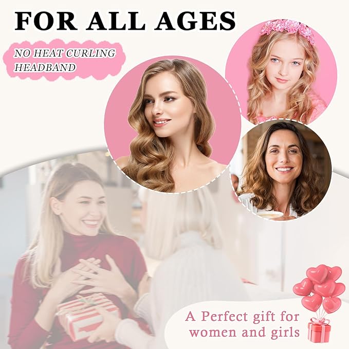 Gwabee Heatless Curls Overnight Hair Curler, 70" Soft Hair Curlers to Sleep In No Heat Curls Overnight, 9 PCS No Heat Curlers Set for Women - Golden Brown