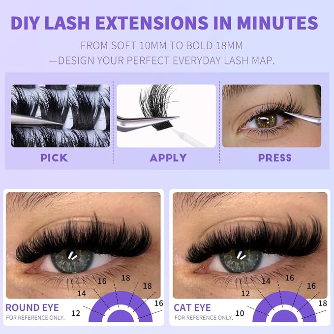 Manga Lash Cluster 3D Volume Cluster Eyelash Extensions 10-18mm Thick DIY Individual Lashes Spike Eyelash Clusters Wispy Lash Clusters