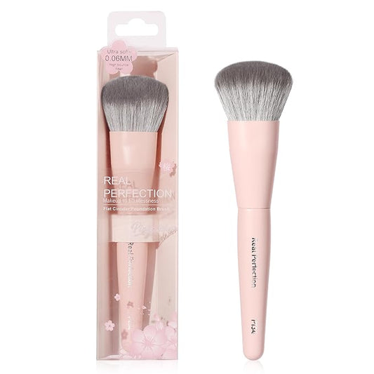 REAL PERFECTION Buffing Foundation Brush, Professional Face Makeup Brush for Streak-Free Application, Suitable for All Skin Synthetic Cruelty-Free Beauty Brush for Liquid Cream Foundation Bronzer