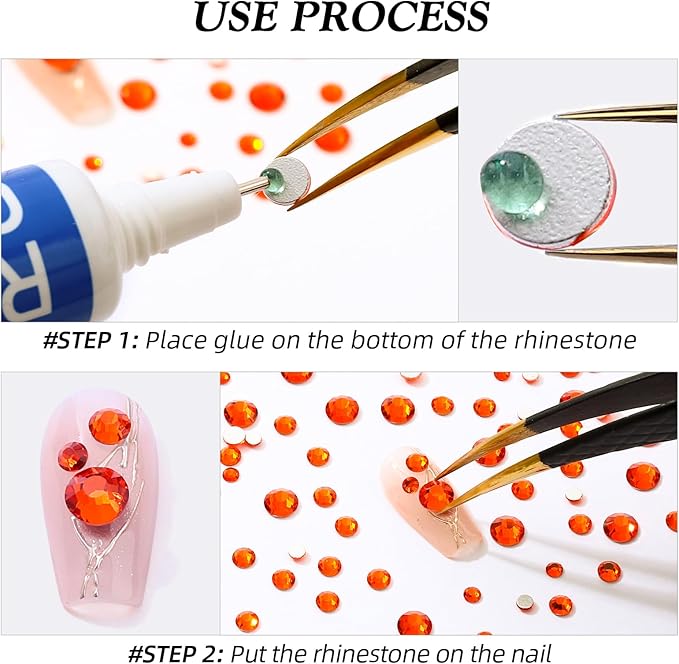 Meibite Hyacinth Flatback Rhinestones, Glass Rhinestones for Nail Art and Craft, Glue Fix, Loose Crystal Gemstones(Orange, SS10, 1440pcs, 2.7-2.8mm)