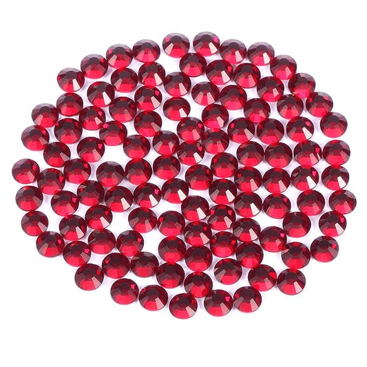 Dark Red Flatback Rhinestones for Crafts Glass Nail Rhinestones Nail Gems Crystals for Makeup Bags Shoes Decoration DIY(SS30,288pcs,Dark Siam)