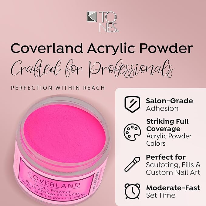 Tones Coverland Acrylic Nail Powder "Summer Fling" - Limited Edition Acrylic Powder for Nail Design, Sculpting, and Masking Nail Bed Imperfections - Professional Acrylic Nail Supplies - (1.5 Oz)