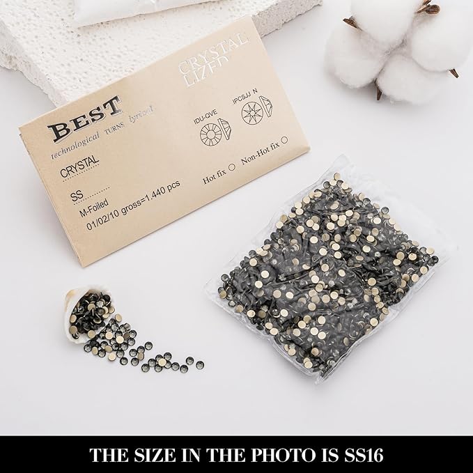 Novani Gray Rhinestones 1440pcs Flat Back Round Rhinestone Style 2088 Sparkly Crystal Gemstones for Nail Art and Crafting SS16,3.8-4.0mm