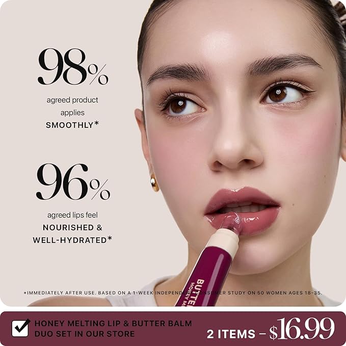 Nature Republic Honey Melting Lip Butter Balm – Moisturizing Tinted Balm with Peptides, for Sheer & Glossy, Smooth & Soft Lips, Stocking Stuffers (BLACK CHERRY)