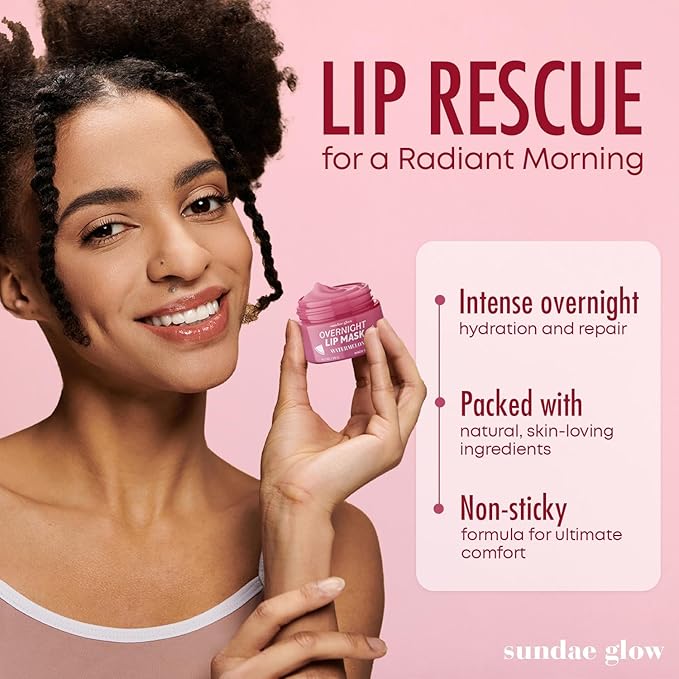 Sundae Glow Lip Mask & Scrub – Watermelon, Mango & Vanilla – Hydrates, Exfoliates, Softens & Repairs Dry, Cracked Lips – Dermatologist Tested, Korean Skin Care – Vegan, Clean Beauty – Duo Pack