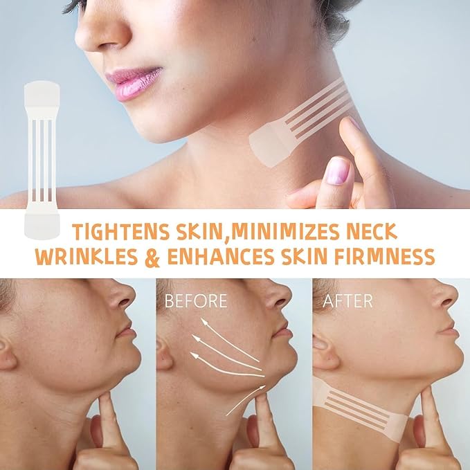OJJ Neck Tape Lifting Invisible，New 20 PCS Lift Tapes for Women，Suitable for Neck, Face adn Jaw，Durable & Waterproof(4 Bands, 20 Patches)