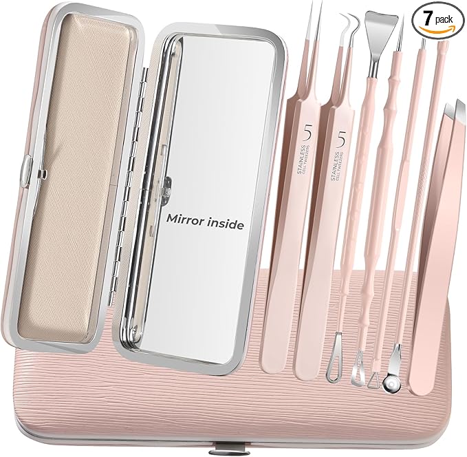 YGQQOY Professional Blackhead Tweezers, Stainless Steel Blackhead Remover Tools, Pimple Popper Tool Kit for Acne Whitehead Blemish, Pore Prep Tool