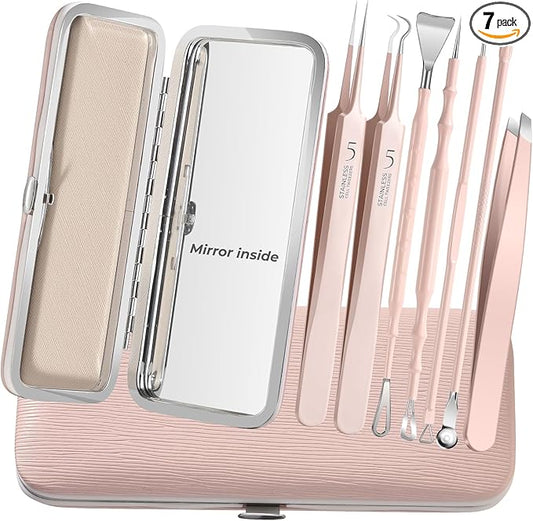 YGQQOY Professional Blackhead Tweezers, Stainless Steel Blackhead Remover Tools, Pimple Popper Tool Kit for Acne Whitehead Blemish, Pore Prep Tool