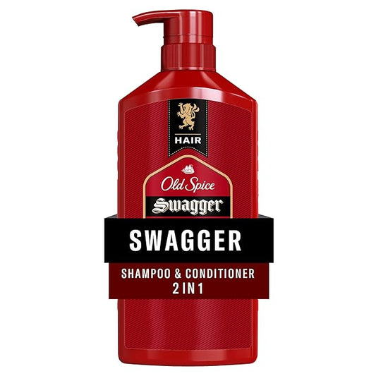 Old Spice Swagger 2-in-1 Shampoo and Conditioner Set for Men, Cedarwood Lime Scent, Healthier, Fuller, More Moisturized Looking Hair, Barbershop Quality, Remove Dirt & Oil, 21.9 Fl Oz