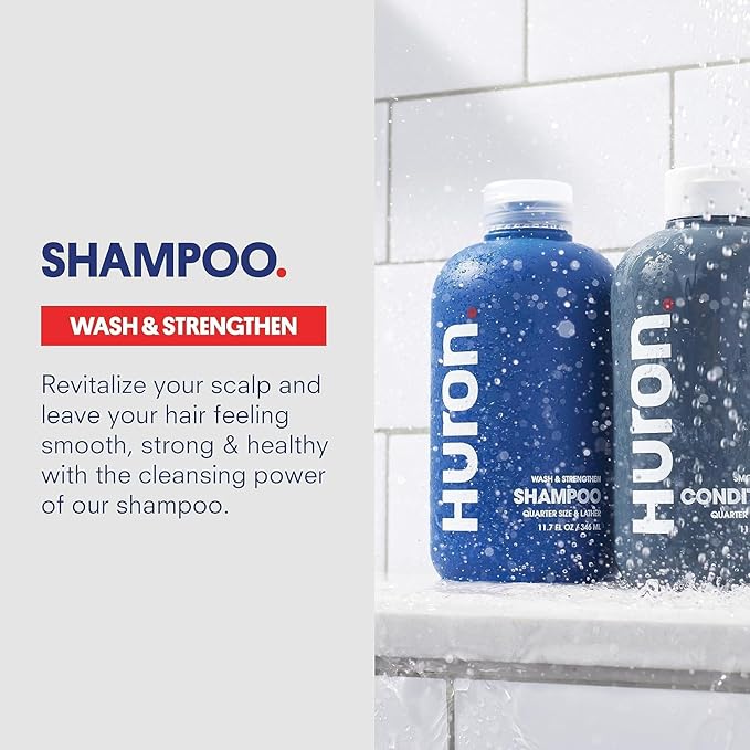 Huron Shower Kit - Shampoo, Conditioner, & Body Wash For Men - Sea Salt + Driftwood Scent - Hydrating & Nourishing Men’s Shampoo & Conditioner