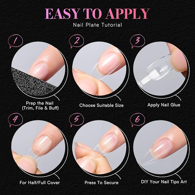 Makartt Short Almond Nail Tips: 504PCS, 15 Sizes, Pre Etched, Clear Artificial Fake Nails Almond Shapes - Full Cover Soft Acrylic Press On Nail Extensions Supplies Salon and DIY at Home