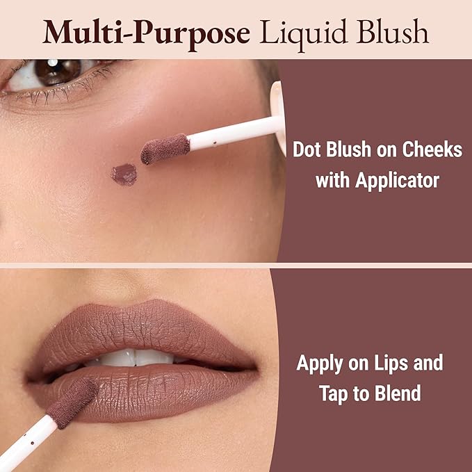 Exmiloo Liquid Blush for Cheeks, Long-Lasting Matte Liquid Blush Cheek Tint Makeup, Blendable & Buildable, Vegan & Cruelty-Free, Easy to Apply, Blackberry