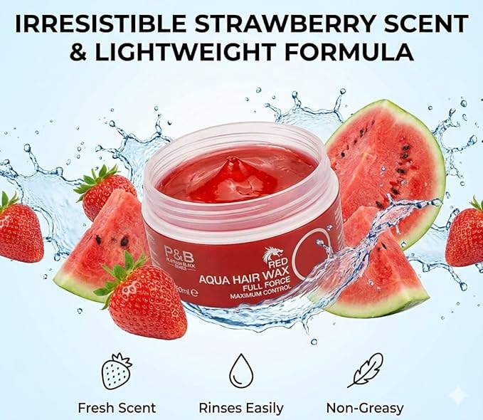 Aqua Hair Wax Strong Hold for Men – High Shine Water-Based Styling Wax, Non-Flaking, Easy Wash Out, Fresh Scent – Pack of 6 (150 ml Each)