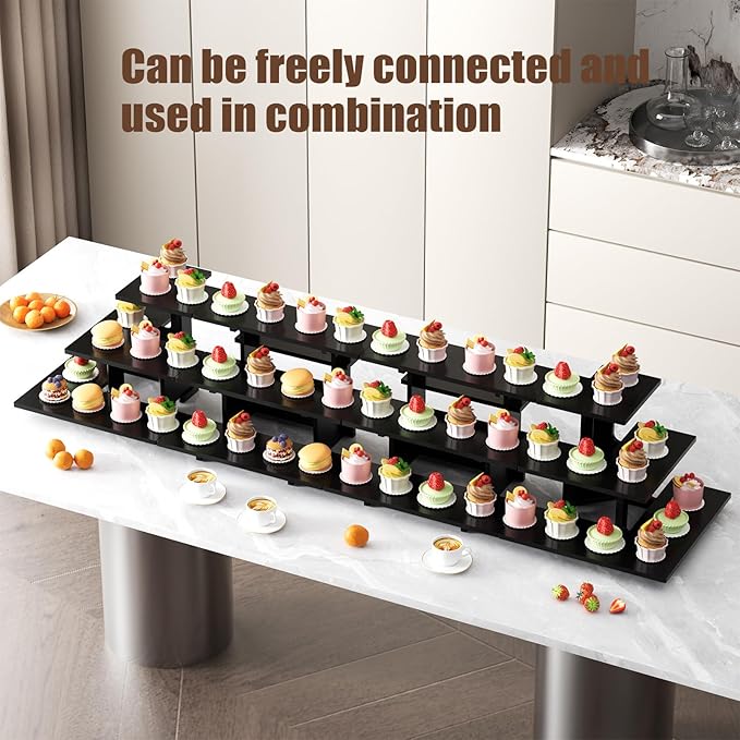 3 Tier Display Stands for Vendor Events, Display Stand Portable for Shop Retail, Display Shelves for Vendors, Candles, Glasses, Glass Jars, Crafts, Jewellery, Black Farmers Market Stand