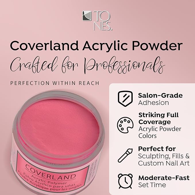 Tones Coverland Acrylic Nail Powder "Girls Trip" - Limited Edition Acrylic Powder for Nail Design, Sculpting, and Masking Nail Bed Imperfections - Professional Acrylic Nail Supplies - (1.5 Oz)