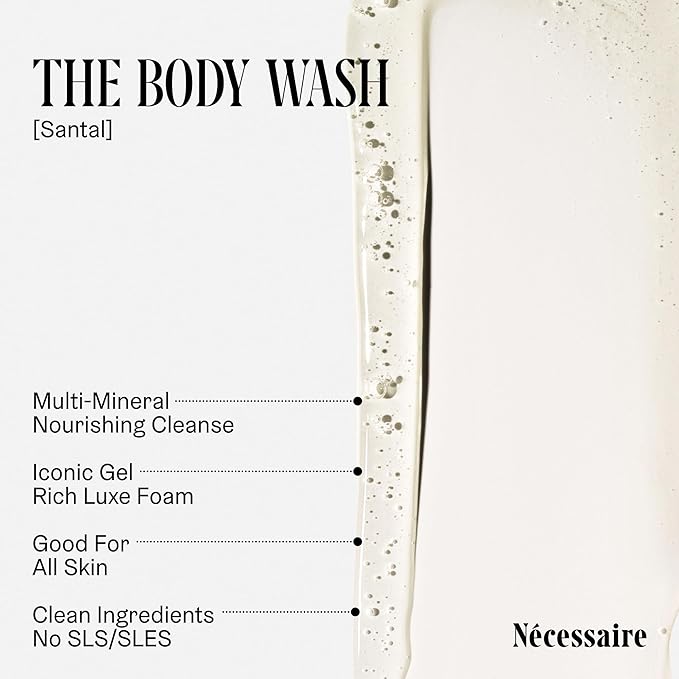 Nécessaire The Body Wash Santal. Multi-Oil Shower Gel Body Wash for Women + Men. Non-Comedogenic + Hypoallergenic for Sensitive Skin with Niacinamide. 500ml/16.9 fl oz