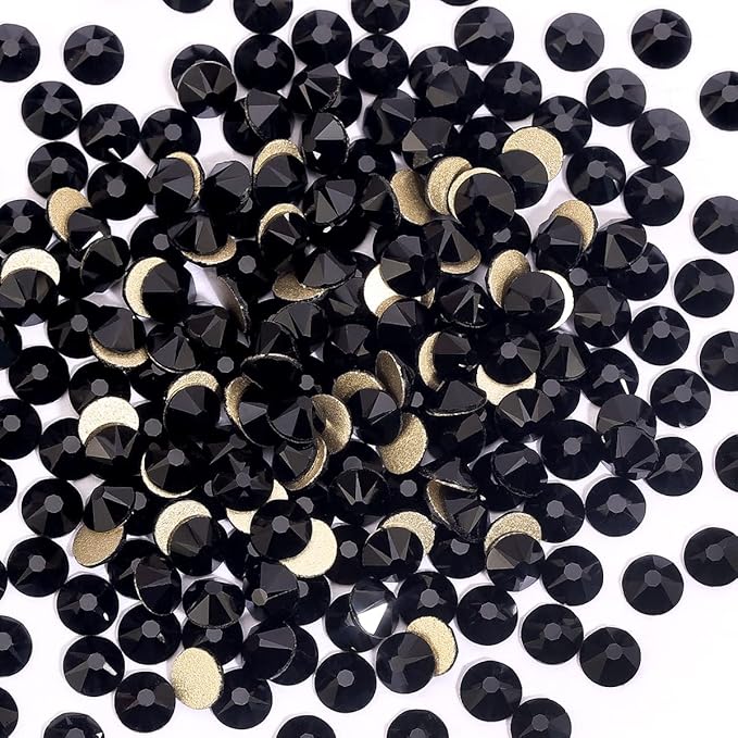 Novani Black Rhinestones 1440pcs Flat Back Round Rhinestone Style 2088 Sparkly Crystal Gemstones for Nail Art and Crafting SS20,4.6-4.8mm