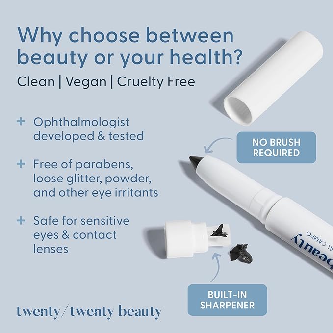 twenty/twenty beauty Visionary Eye Shadow Stick – Shimmer Cream Eye Shadow Pencil - Safe for Sensitive Eyes - Ophthalmologist Developed – Vegan, Cruelty-Free, Clean Ingredients (Snake Eyes)