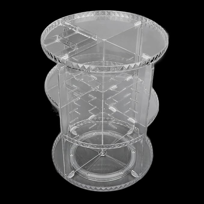 goodstumbler 360 Degree Rotation Rotating Makeup Organizer Transparent Stable Base Cosmetic Storage Box for Lipstick Skincare Beauty Vanity Countertop Organizer Transparent PS Material