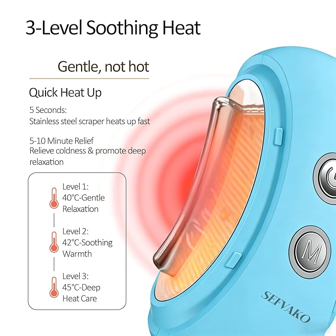 Electric Gua Sha Face Massager Tool with Red Light Therapy, 3-in-1 Microcurrent Guasha Tool with Soothing Vibration, 7-Color LED Warm Heat, for Face/Neck/Eyes/Scalp, Lifting, De-Puffing