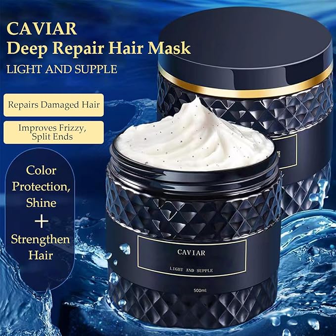 Caviar Korean Hair Mask - Korean Caviar Deep Repair Hair Mask (16.9 fl.oz.), Replenishing Moisture Hair Masque | Replenishes Dry, Coarse, Damaged Hair (1 PC)