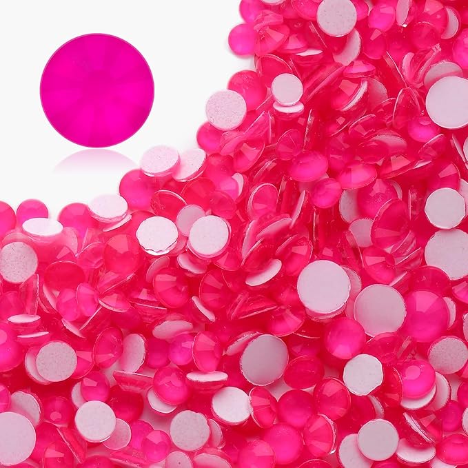 Meibite Neon Rose Flatback Rhinestones, Glass Rhinestones for Nail Art and Craft, Glue Fix, Loose Crystal Gemstones(Neon Rose, SS30, 288pcs, 6.4-6.6mm)