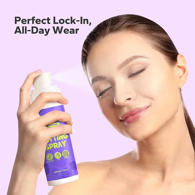Makeup Setting Spray (4.06 Fl Oz), Matte Finish Setting Spray for Makeup, Long-Lasting Fixing Spray for Face, Oil Control for Oily Skin, Shine-Free