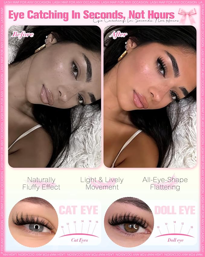 Wtvane Wispy Lash Clusters Fluffy Eyelash Cluster Natural 10-16MM Clusters Eyelash Extensions 200Pcs Fairy Lashes Clusters CD Curl Individual Lashes Cluster with Thin Band Natural Fluffy Look