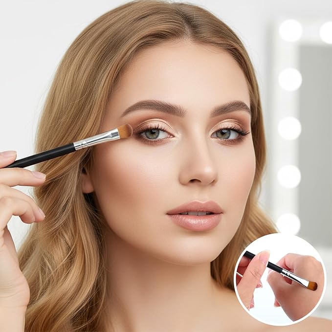 10 PCS Small Makeup Brushes, Eyeshadow Blending Concealer Brush Flat Concealer Brush Under Eye with Soft Synthetic Hairs, Portable Lipstick Eyebrow Foundation Brushes for Eyeshadow, Lipstick