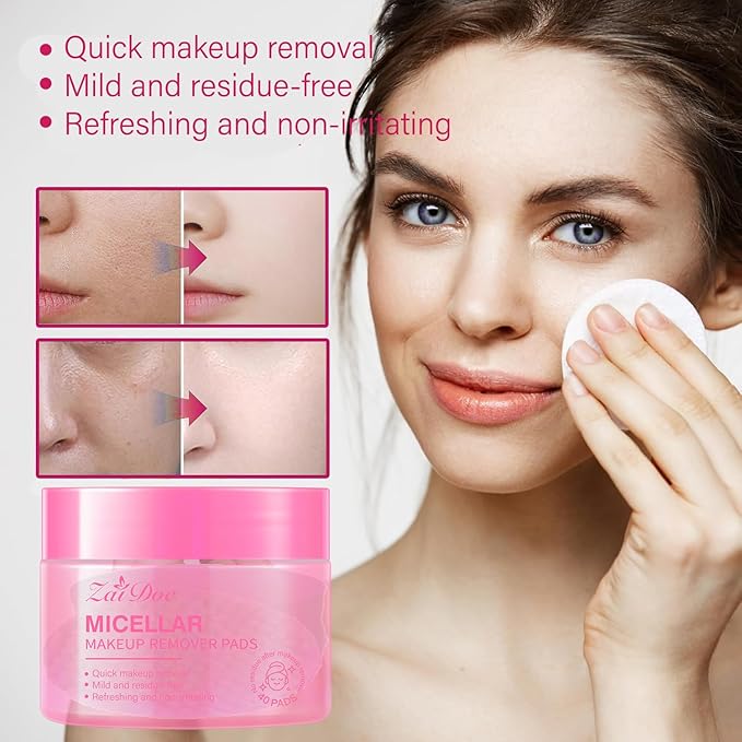 Remover Wipes, Exfoliating Face Cleansing Pads with Witch Hazel & Vitamin C for Hydrating & Calming for Sensitive Skin, 40ct