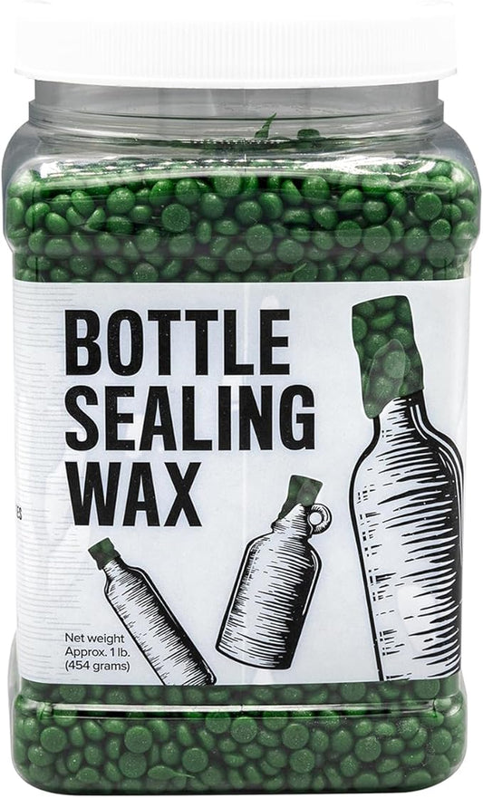 Blended Waxes, Inc. Bottle Sealing Wax, Pastille Wax Seal Beads For Wine, Beer, and Liquor Bottle Sealing, Seals Between 25-30 Bottles, 1 lb, Green Metallic