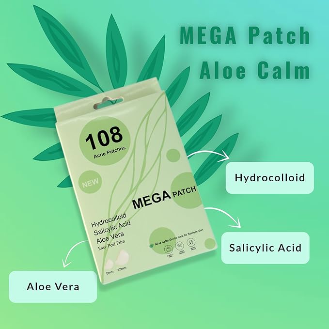 Fast Acting Pimple Patches with Hydrocolloid, Saycilic Acid and Aloe Vera | 108 ct (60 x 8mm + 48 x 12mm) | Reduces Spot Risk | Invisible Acne Patches | Treatment for Zits, Blemishes, Acne & Pimples.